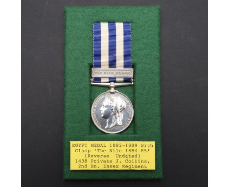 AN EGYPT MEDAL 1882-89 WITH NILE 1884-5 CLASP TO THE ESSEX REGIMENT. An Egypt medal with undated reverse and Nile 1884-5 clas