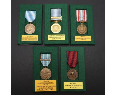 KOREA AND OTHERS: KOREAN, FRENCH AND BELGIAN KOREAN WAR MEDALS. A United Nations Korea Service Medal, Korean issue. A French 