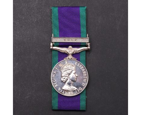 A GENERAL SERVICE MEDAL 1962-2007 WITH GULF CLASP TO THE ROYAL NAVY. An Elizabeth II General Service Medal with Gulf clasp na