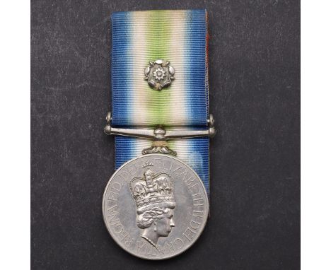 A SOUTH ATLANTIC MEDAL TO A WELSH GUARDSMAN, A CASUALTY ABOARD SIR GALAHAD. A South Atlantic Medal 1982 with rosette, named t