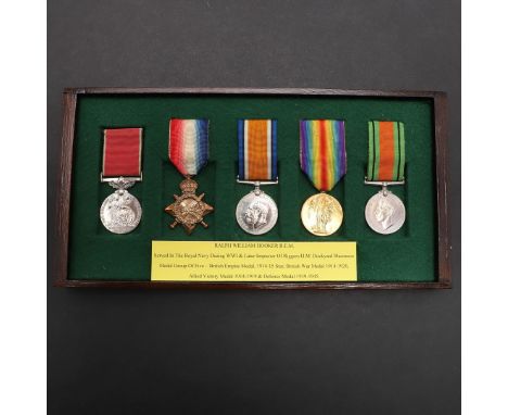 A BRITISH EMPIRE MEDAL GROUP OF FIVE TO INSPECTOR OF RIGGERS H.M. DOCKYARD. A group of five comprising George VI British Empi
