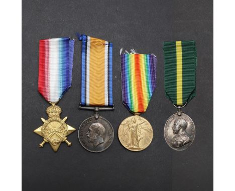 A FIRST WORLD WAR GROUP OF FOUR TO THE ROYAL ARMY MEDICAL CORPS, REGIMENTAL NUMBER 4. A Great War Trio comprising 1914-15 Sta