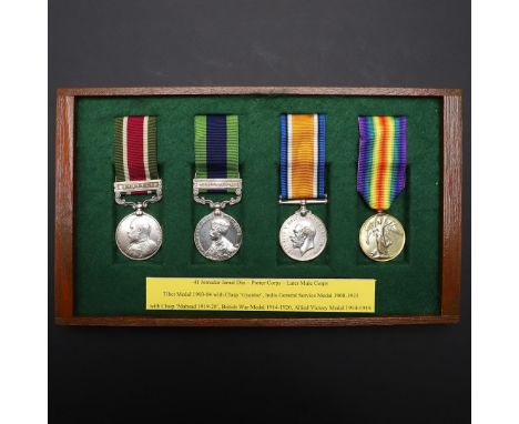 A TIBET AND FIRST WORLD WAR GROUP OF FOUR TO THE MULE CORPS. A Group of four comprising Tibet Medal 1903-04, silver issue, wi