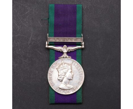 A GENERAL SERVICE MEDAL 1962-2007 WITH RADFAN CLASP TO THE ORDNANCE CORPS. An Elizabeth II General Service Medal with Radfan 
