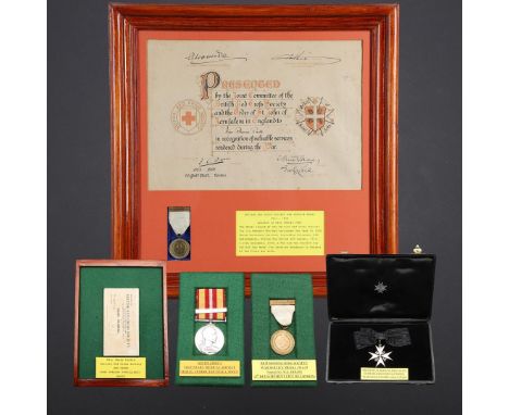 A COLLECTION OF NURSING MEDALS INCLUDING AN ORDER OF ST JOHN BREAST BADGE. The Order of St John of Jerusalem, Dame of Grace B