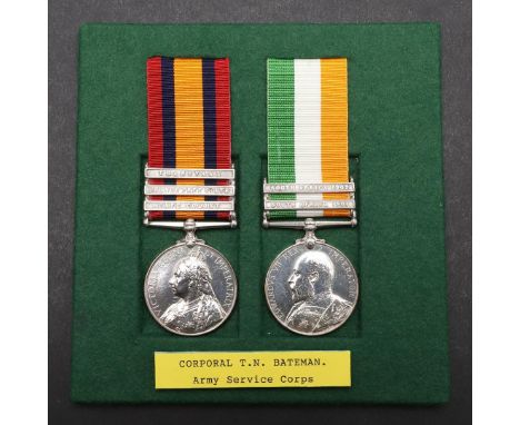 A QUEEN'S SOUTH AFRICA AND KING'S SOUTH AFRICA PAIR TO THE SERVICE CORPS. A Queen's South Africa Medal with ghost dates and c