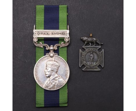 A GEORGE V INDIA GENERAL SERVICE MEDAL WITH BURMA 1930-32 CLASP TO THE OXFORD AND BUCKS LIGHT INFANTRY. An Indian General Ser