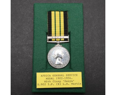 AN ELIZABETH II AFRICA GENERAL SERVICE MEDAL 1902-1956 WITH KENYA CLASP TO L.R.MARTIN. An Africa General Service Medal with K