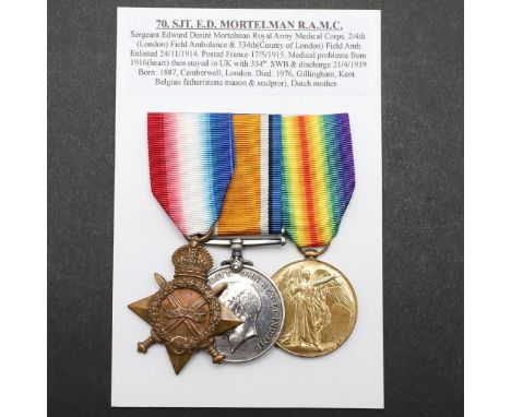 A FIRST WORLD WAR TRIO TO THE ROYAL ARMY MEDICAL CORPS, REGIMENTAL NUMBER 70. A Great War Trio comprising 1914-15 Star named 