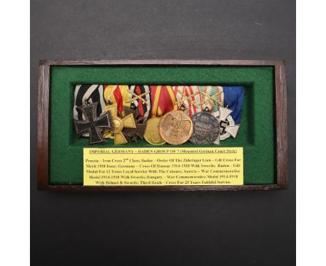 IMPERIAL GERMANY: A PRUSSIAN IRON CROSS GROUP OF SEVEN. A group of seven comprising Iron Cross, second class, Baden Order of 
