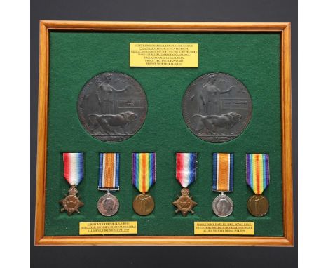 A PAIR OF FIRST WORLD WAR CASUALTY TRIOS AND PLAQUES TO THE BIGG FAMILY BROTHERS. A Trio comprising 1914-15 Star named to G-3