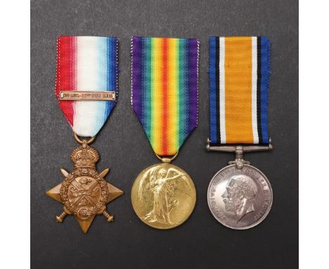 A FIRST WORLD WAR TRIO TO THE SUFFOLK REGIMENT. A Great War Trio comprising 1914 Star with clasp named to 6322 Pte A. Elvin 2