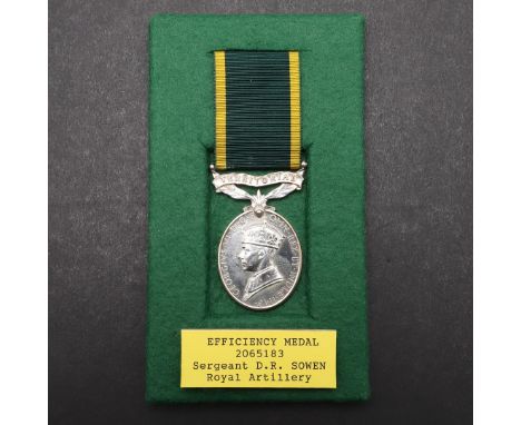 A GEORGE VI TERRITORIAL EFFICIENCY MEDAL TO THE ROYAL ARTILLERY. A George VI Territorial Efficiency medal named to 2065183 D 