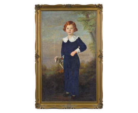Mathilde Foerster-Bolla (XIXe - XXe s.), Portrait d'enfant, huile sur toile, signée et datée 1936, 139x85,5 cm ,Provenance: ,