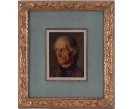 Ecole suisse (XIXe s.), Portrait présumé d'Alain Cuny, huile sur papier, 10,5x8,5 cm 