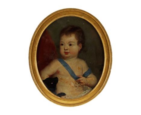 Ecole française (XVIIIe s.), Portrait d'un enfant royal, huile sur toile, format ovale, 45x37 cm 
