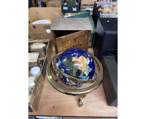 Oak tobacco cabinet and a Specimen globe cabinet