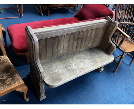 A weathered pew, 108cm W