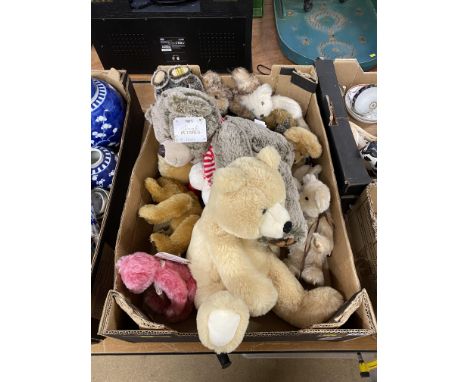 Box of Teddy bears, including Merrythought