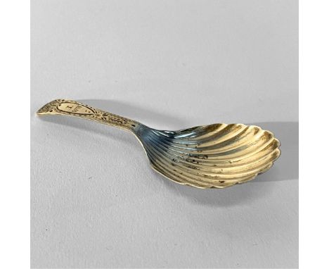 An early 19th Century Georgian silver caddy spoon, 1801, Elizabeth Mosley, scalloped form, 7.4g