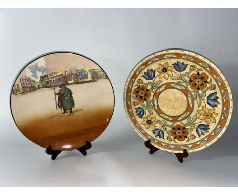 A Royal Doulton Dickens Ware charger, diameter 34cm and a Crown Ducal charger