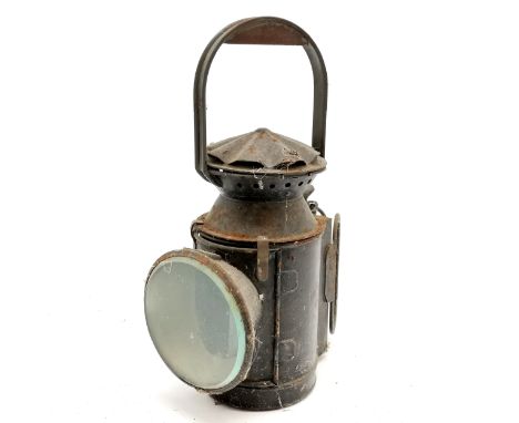British Rail Southern antique railway lantern with original black paint finish - 33cm 