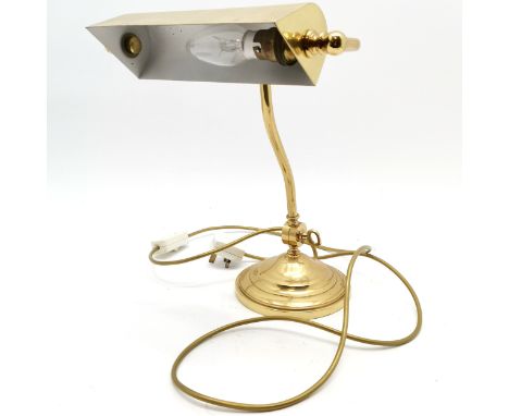 Adjustable brass bankers lamp ~ 32cm high - slight losses otherwise in good used condition 