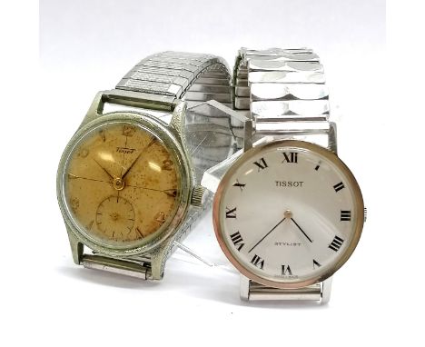 2 x Tissot manual wind wristwatches - largest 32mm and has deterioration to dial and case - both running BUT WE CANNOT GUARAN