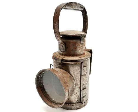 LMS vintage steel railway signal lamp #D68466 - 31cm high &amp; has original burner ~ SOLD IN AID OF STALBRIDGE COMMUNITY CHA