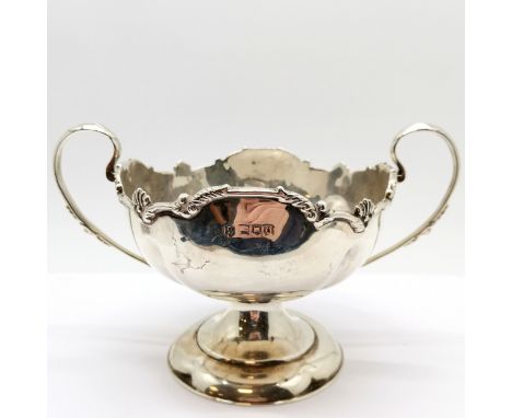 1909 Josiah Williams &amp; Co silver trophy with etching along the rim ~ 204g &amp; 12cm diameter - slight marks 