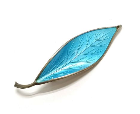 David Andersen silver enamel leaf brooch - 6.5cm ~ 1 small loss to enamel to tip 