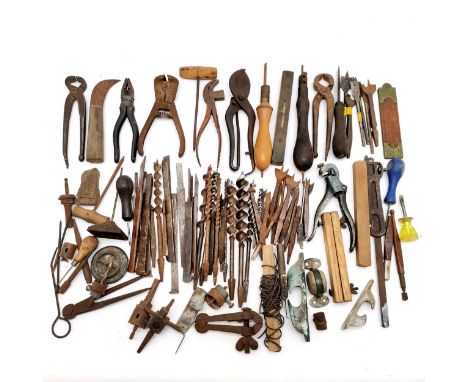 Collection of assorted vintage tools to include drill bits, pliers etc. 