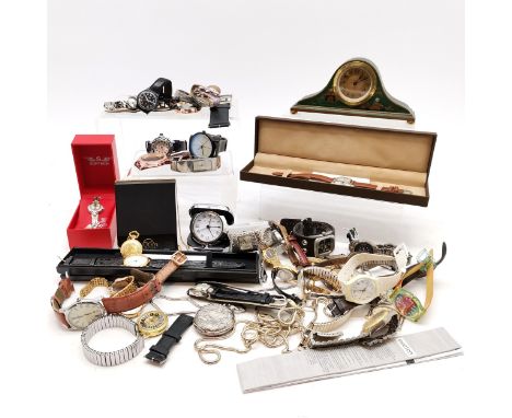 Qty of mostly quartz wristwatches - for spares / repairs t/w vintage mantle clock - SOLD ON BEHALF OF THE NEW BREAST CANCER U