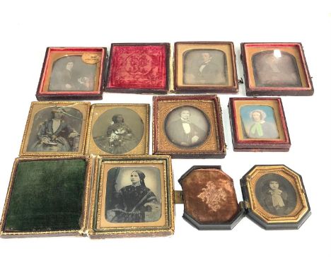 Selection of partially cased Victorian Ambrotype  portrait photographs 