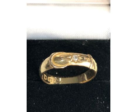 18ct gold antique diamond set buckle ring weight 3.2g 