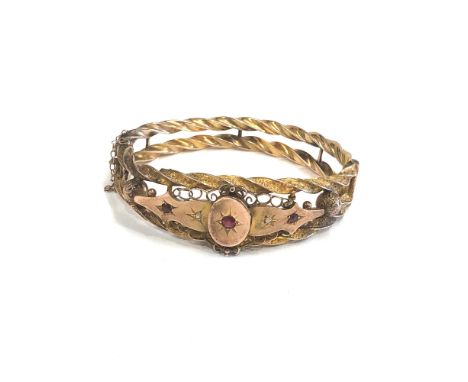 Antique victorian  gold ruby and diamond bracelet 12.6g 
