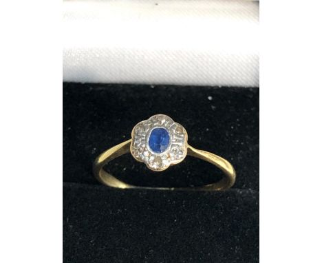 18ct gold diamond &amp; sapphire posy ring weight 2g 