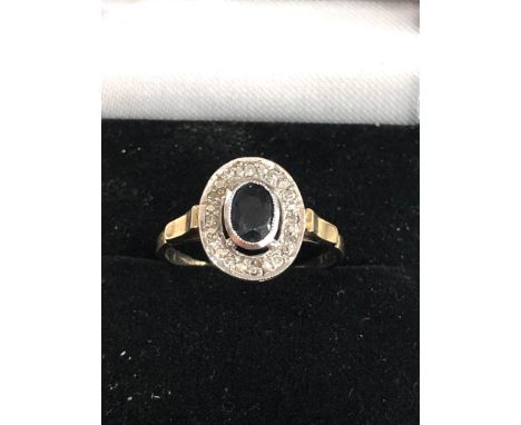 9ct gold diamond and sapphire ring weight2.5g 