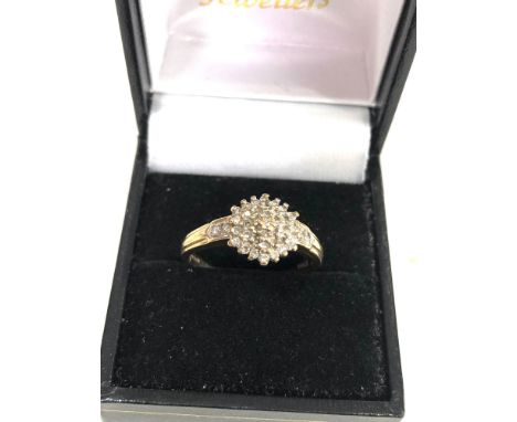 9ct gold diamond cluster ring 0.33ct diamonds weight 3.2g 