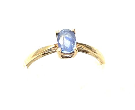 9ct gold blue stone set ring weight 1.5g