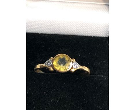 18ct gold antique citrine diamond ring weight 2.5g 
