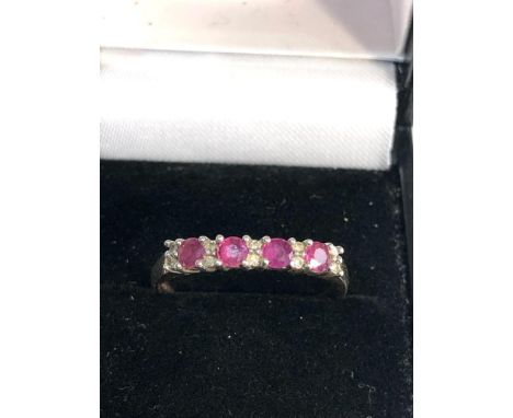 9ct gold diamond ruby ring weight 2.3g 