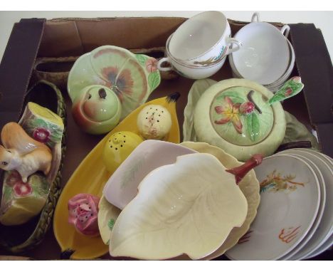 Carltonware three piece cruet set, various Carltonware dishes, jugs, cruets etc, part Japanese tea service and other studio c