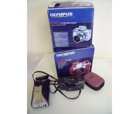 Olympus Camedia C-765 zoom video camera and a Olympus Camedia PT-022 underwater case, both complete in original boxes, plus t
