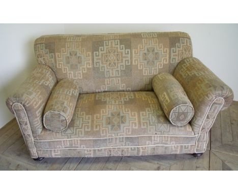 Recently re-upholstered 1930's drop end two seat sofa with loose cushions