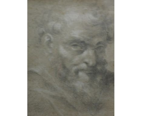 A pencil sketch, TW, Italian School, attributed to Thomas Williamson, Head of Old Man, 16th century, and ascribed reverse stu