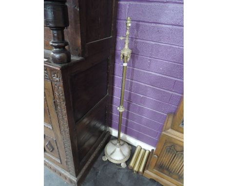 A mid 20th brass and alabaster standard lamp in the Period style
