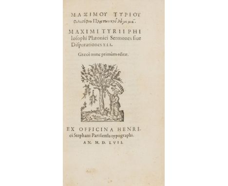 Maximus, of Tyre. Sermones sive disputationes, 2 parts in 2 vol., collation: *4, a-q8, r4, A-X8, Greek and Latin texts, the l