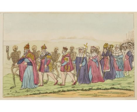 Dance of Death.- Holbein (Hans) The Dance of Death, 2 engraved portraits and 31 hand-coloured plates by W. Hollar, spotting, 