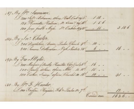 Scottish Underwriter, Lloyd's of London and the Slave Trade.- Account Book, manuscript, 148pp. excluding blanks, ruled in red